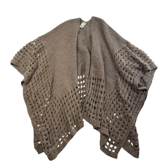 Soft Surroundings Sweaters - Soft Surroundings OS Sweater Cardigan Knit Shawl Wrap Poncho Boho Brown Cozy